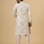 Alluring Beige Floral Thread Embroidered Sherwani for Men | Father Son Combo | Perfect Groom Wear